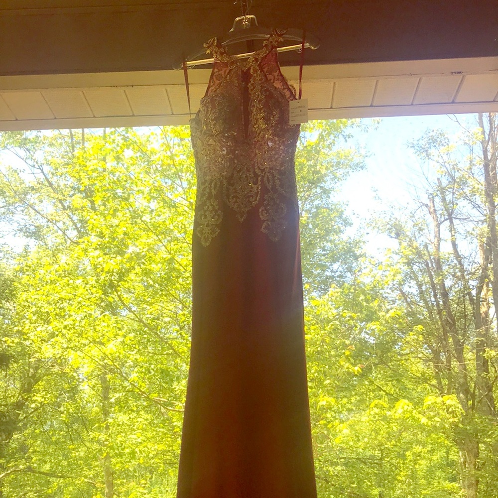Burgundy prom dress/ evening gown.